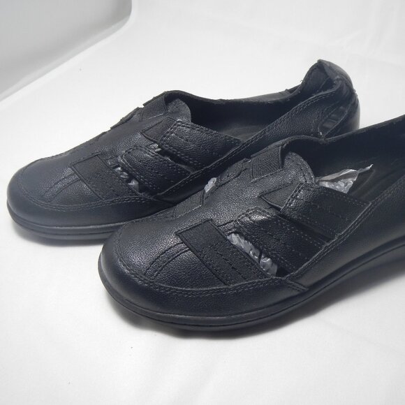 Flex Step Sandal Fisherman Mary Jane Memory Foam Sandals Black EUC PU Leather 8W - Picture 1 of 7